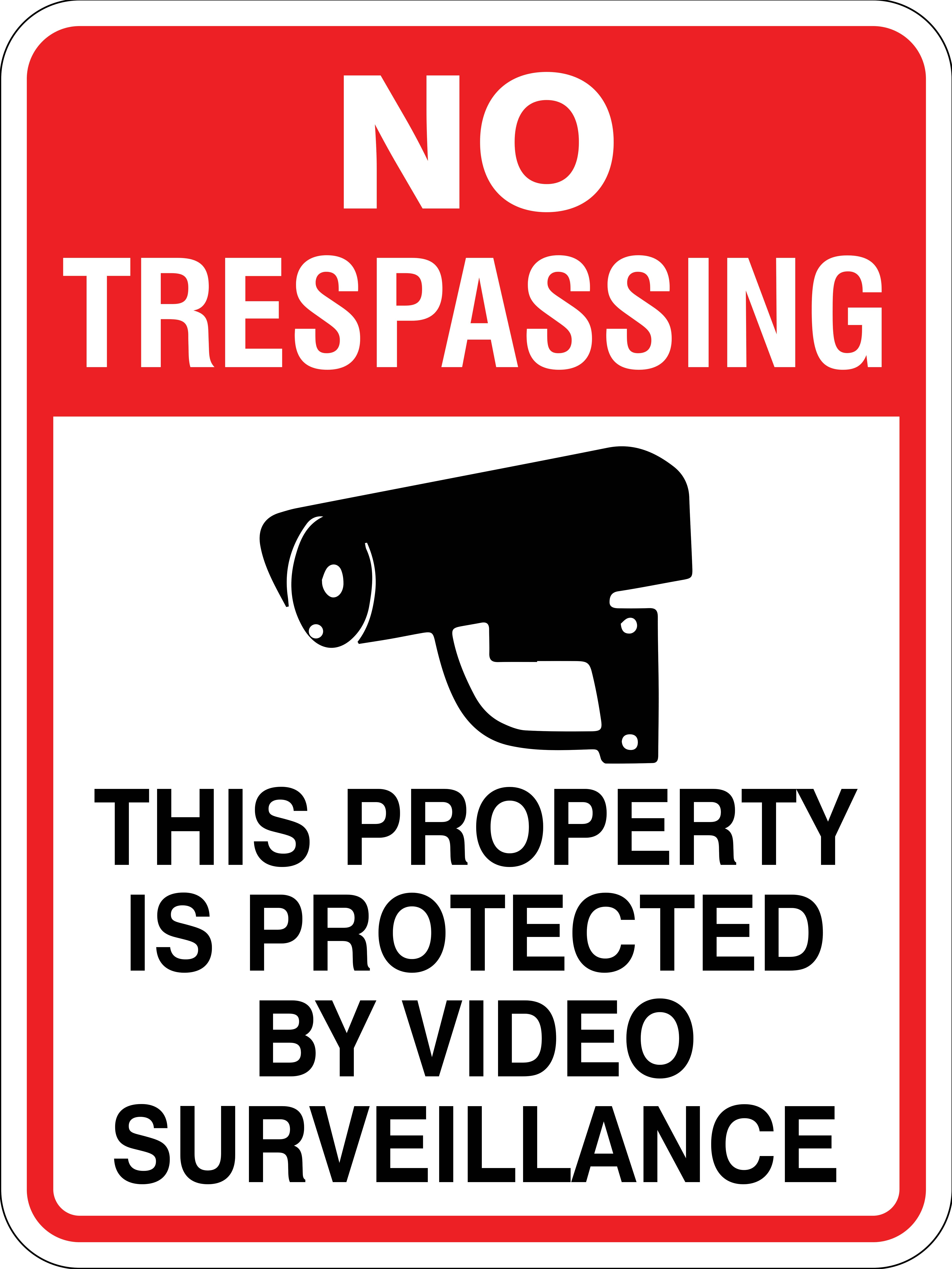 Vertical Metal Sign Multiple Sizes Trespassing Property Protected Surveillance 