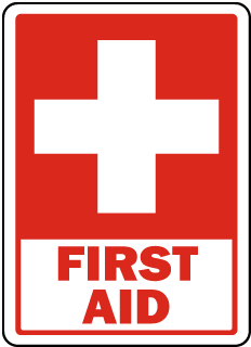 red,Reflective, Aluminum 7X10 First Aid Kit Sign with Down Arrow -ref0420 