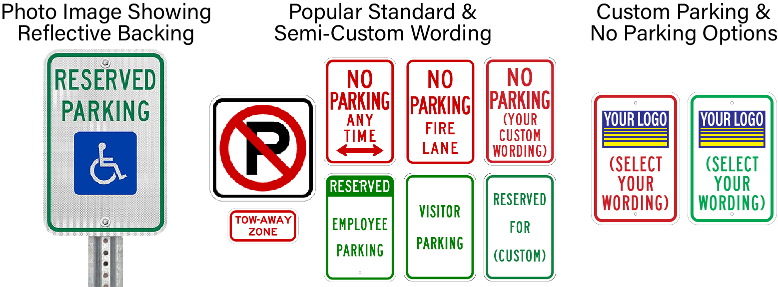Reserved Parking and No Parking Sign 