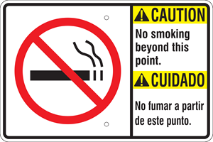 Caution Bilingual w/ Symbol Metal Sign (Choose Wording), Reflective/Non, Var. Sizes, Holes, Overlaminate Y/N, Quality Materials, Long Life