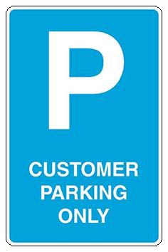 Customer Parking Only Metal Sign, Reflective, Various Sizes, Holes, Overlaminate Y/N, Quality Materials, Long Life - RP-1005