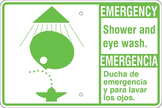 Emergency Bilingual Metal Sign (Choose Wording), Reflective/Non, Var. Sizes, Holes, Overlaminate Y/N, Quality Materials, Long Life - OE-1001