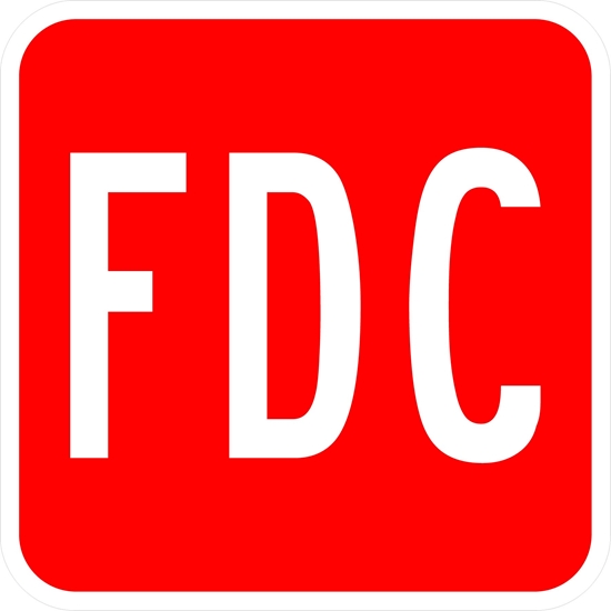 FDC Fire Department Connection Metal Sign, Red/White, Var. Sizes, Reflective Grades, Holes, Overlaminate Y/N, Quality Materials, Long Life - FD-1001