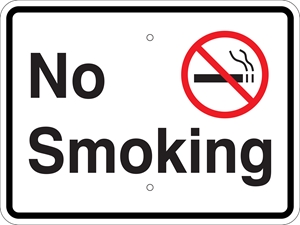 No Smoking w/ Symbol Metal Sign, Reflective/Non-Refl., Various Sizes, Holes, Overlaminate Y/N, Quality Materials, Long Life
