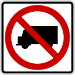 No Trucks w/Symbol Sign R5-2, Metal, Various Sizes, Choose Reflective Grade, Holes or No Holes, Overlaminate Option, Quality Materials for Long Life