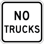 No Trucks Sign R5-2a, Metal, Various Sizes, Choose Reflective Grade, Holes or No Holes, Overlaminate Option, Quality Materials for Long Life - R5-2a