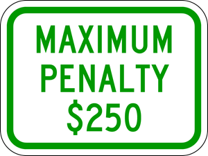 NC Reserved Handicap Max Penalty $250 Metal Sign, Reflective/Non, 12 x 9, Holes, Overlaminate Y/N, Quality Materials, Long Life