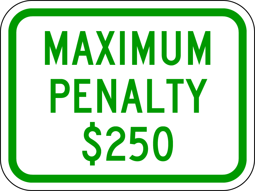 NC Reserved Handicap Max Penalty $250 Metal Sign, Reflective/Non, 12 x 9, Holes, Overlaminate Y/N, Quality Materials, Long Life - PHC-1005