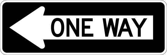 One Way, Left Sign R6-1L, Metal, Various Sizes, Choose Reflective Grade, Holes or No Holes, Overlaminate Option, Quality Materials for Long Life - R6-1L