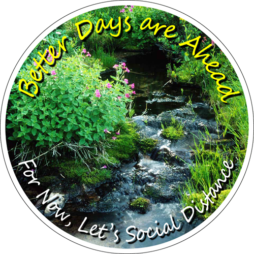Nature Background (Creek / Flowers) - Better Days Ahead, For Now Let's Social Distance. Floor Decal (BUNDLE OF 6)
