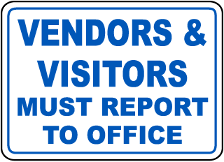 Vendors & Visitors Must Report Metal Sign, Reflective/Non, Various Sizes, Holes, Overlaminate Y/N, Quality Materials, Long Life vendors visitors must report sign,aluminum vendors visitors must report sign,metal vendors visitors must report sign,reflective vendors visitors must report sign,non-reflective vendors visitors must report sign,12 18 24 vendors visitors must report sign,hi high intensity vendors visitors must report sign,engineer grade vendors visitors must report sign,good price vendors visitors must report sign,best price vendors visitors must report sign,long-lasting vendors visitors must report sign,quality vendors visitors must report sign,good value vendors visitors must report sign,best value vendors visitors must report sign,