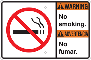 Warning Bilingual Metal Sign (Choose Wording), Reflective/Non, Var. Sizes, Holes, Overlaminate Y/N, Quality Materials, Long Life
