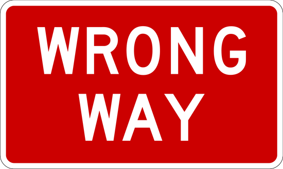 Wrong Way Metal Sign, Reflective/Non, Various Sizes, Holes, Overlaminate Y/N, Quality Materials, Long Life - R5-1a