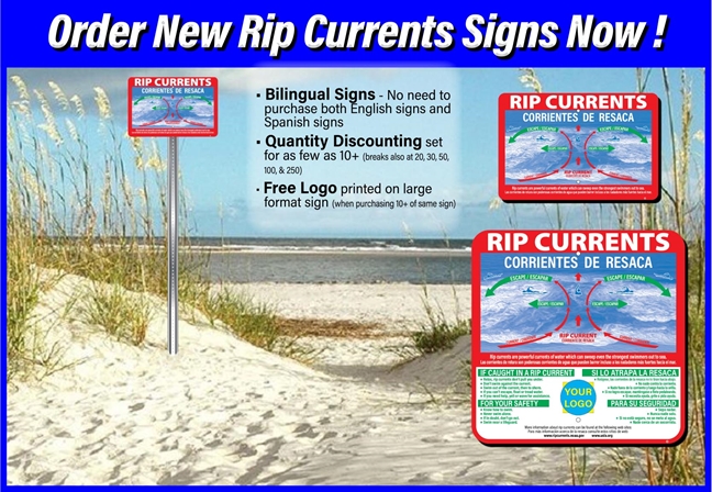 Metal Rip Current Warning Signs
