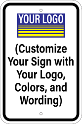 Custom yellow vertical sign with the big cat carolinas logo and text that says customize your sign with your logo, colors, and wording