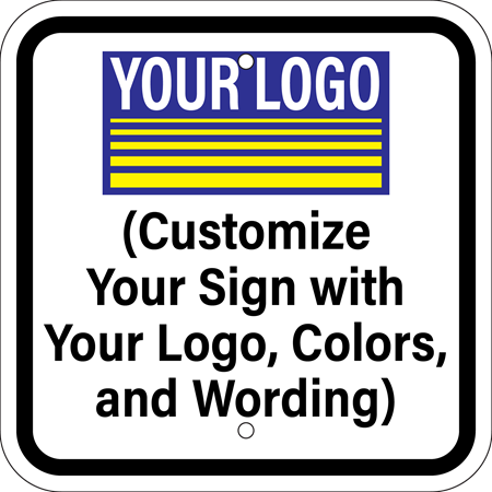 Custom yellow square sign with the big cat carolinas logo and text that says customize your sign with your logo, colors, and wording