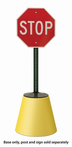 Plastic Fillable Post Protector Base (yellow) Free-standing sign base,sign base install over existing,fillable post protector,sign pole accessories,sign post accessories,sign post base,sign pole base