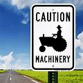 Caution Farm Machinery with Symbol Metal Sign, Reflective/Non, Various Sizes, Holes, Overlaminate Y/N, Quality Materials, Long Life - FM-1001