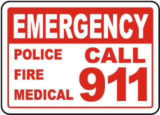 Emergency Call 911 - Police Fire Medical Metal Sign, Reflective/Non, Various Sizes, Holes, Overlaminate Y/N, Quality Materials, Long Life - EMP-1001