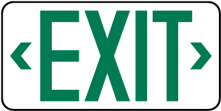 Green Exit Sign with Double Arrows Metal Sign, Reflective/Non, 12 x 6, Holes, Overlaminate Y/N, Quality Materials, Long Life - EME-1011