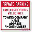 Private Parking Tow Company Metal Sign, Reflective/Non, Various Sizes, Holes, Overlaminate Y/N, Quality Materials, Long Life - PL-1011