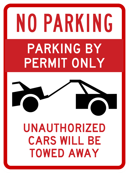Parking by Permit Only Metal Sign, Reflective/Non, Various Sizes, Holes, Overlaminate Y/N, Quality Materials, Long Life - NP-1004