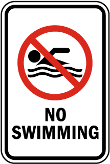 No Swimming with Symbol Metal Sign (Portrait), Reflective/Non, Various Sizes, Holes, Overlaminate Y/N, Quality Materials, Long Life - PSW-1002