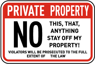 Private Property No This, That, Anything... Metal Sign, Reflective/Non, Various Sizes, Holes, Overlaminate Y/N, Quality Materials, Long Life private property no this that sign,aluminum private property no this that sign,metal private property no this that sign,reflective private property no this that sign,non-reflective private property no this that sign,12 18 24 private property no this that sign,hi high intensity private property no this that sign,engineer grade private property no this that sign,good price private property no this that sign,best price private property no this that sign,long-lasting private property no this that sign,quality private property no this that sign,good value private property no this that sign,best value private property no this that sign,