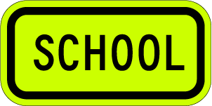 School (Ahead) Fluorescent Yellow/Green Metal Sign, Reflective/Non, Various Sizes, Holes, Overlaminate Y/N, Quality Materials, Long Life - S4-3