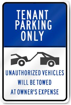 Tenant Parking Metal Sign, Reflective/Non, Various Sizes, Holes, Overlaminate Y/N, Quality Materials, Long Life - RP-1014