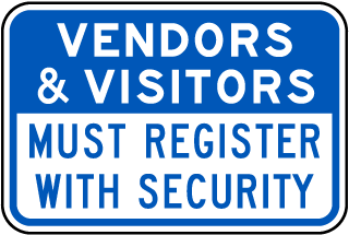 Vendors and Visitors Must Register with Security Metal Sign, Reflective/Non, Various Sizes, Holes, Overlaminate Y/N, Quality Materials, Long Life vendors visitors must register sign,aluminum vendors visitors must register sign,metal vendors visitors must register sign,reflective vendors visitors must register sign,non-reflective vendors visitors must register sign,12 18 24 vendors visitors must register sign,hi high intensity vendors visitors must register sign,engineer grade vendors visitors must register sign,good price vendors visitors must register sign,best price vendors visitors must register sign,long-lasting vendors visitors must register sign,quality vendors visitors must register sign,good value vendors visitors must register sign,best value vendors visitors must register sign,
