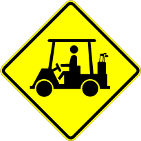 W11-11 Warning Golf Cart Crossing Metal Sign, Reflective/Non, Various Sizes, Holes, Overlaminate Y/N, Quality Materials, Long Life - W11-11