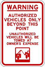 Authorized Vehicles Only Metal Sign, Reflective/Non, Various Sizes, Holes, Overlaminate Y/N, Quality Materials, Long Life - AV-1001