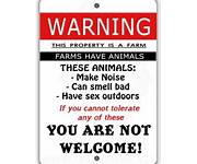Warning Farms Have Animals Metal Sign, Reflective/Non, Various Sizes, Holes, Overlaminate Y/N, Quality Materials, Long Life - FA-1006