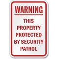 Warning Security Patrol Metal Sign, Reflective/Non, Various Sizes, Holes, Overlaminate Y/N, Quality Materials, Long Life - PSS-1005